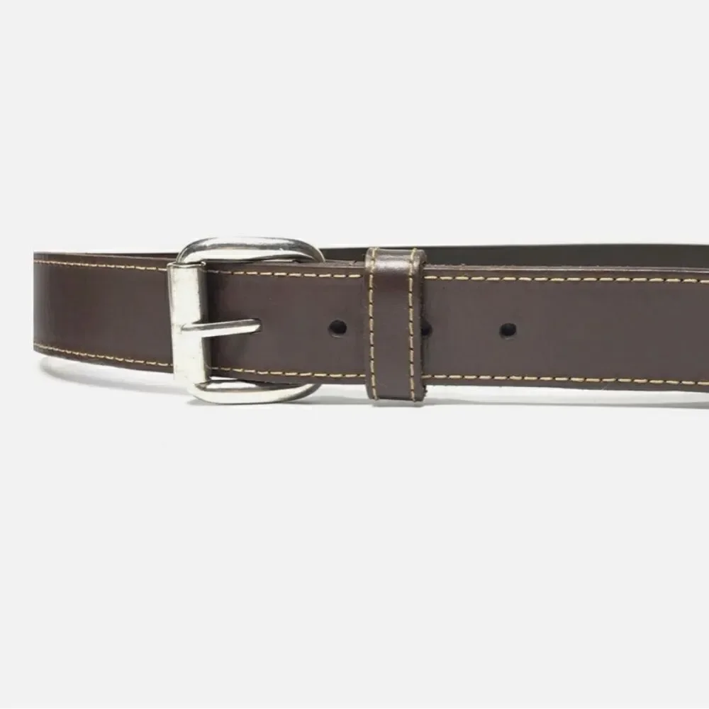 14th & Union Dark Brown Saddle Leather Nickle Free Buckle Belt New no Tags